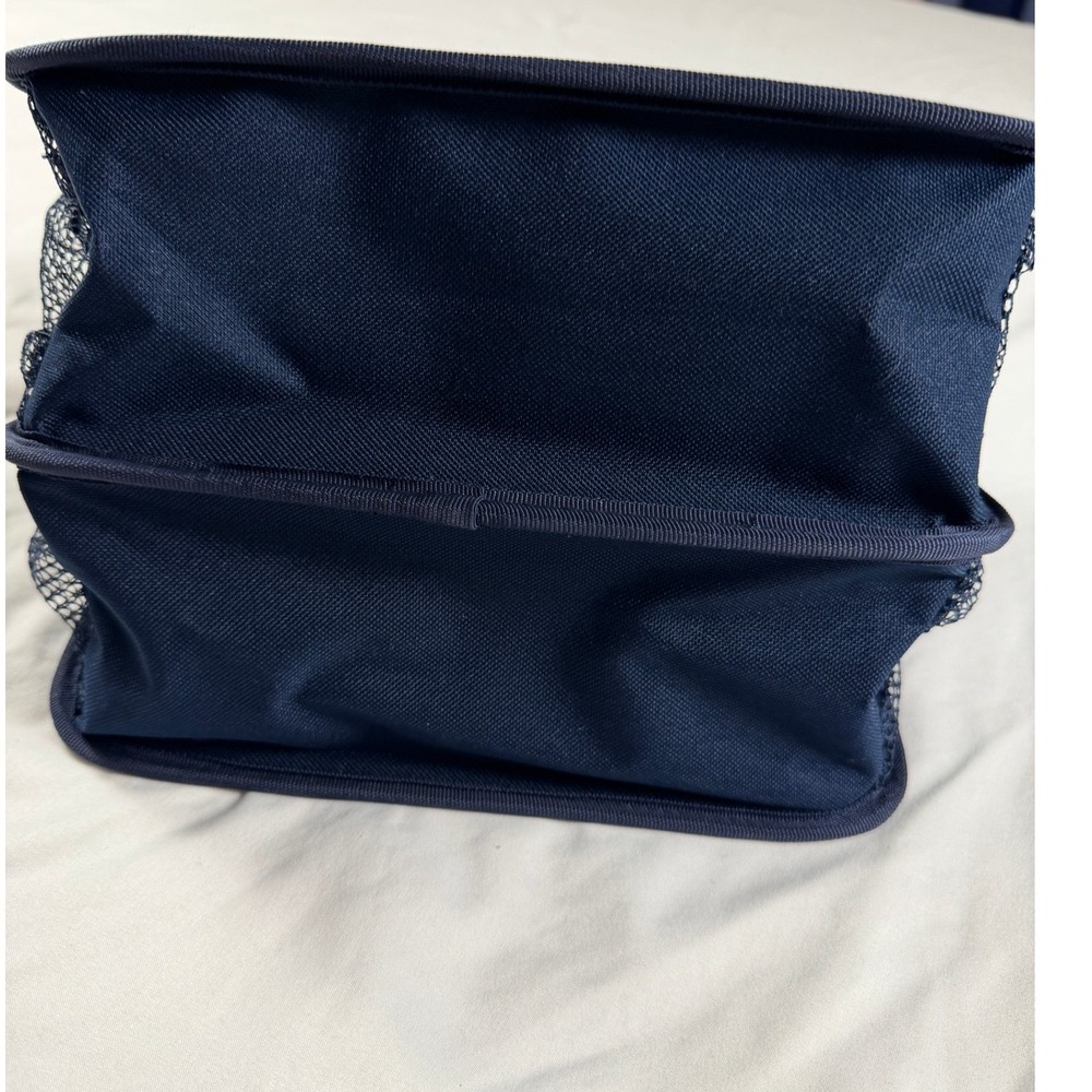 Thirty-One Double Duty Caddy Navy Blue Striped Anchor Nautical Utility Tote Bag - Picture 6 of 7